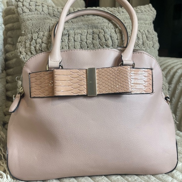 Besty Johnson Handbags - Betsy Johnson, pink bow, satchel handbag, vintage snake skin​​